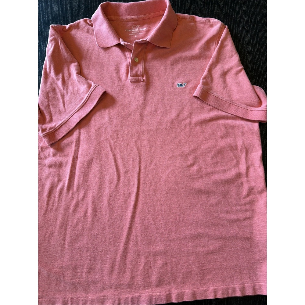 Vineyard Vines Classic Fit Pink Coral Polo Mens Large Short Sleeve Cotton
